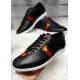 Heren Zwarte Casual Sneaker met Rode Details