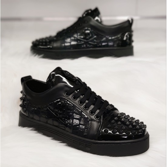 Heren Lage Sneaker met Zwarte Details Heren Lage Sneaker met Zwarte Details