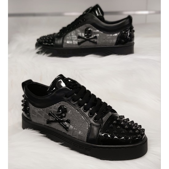 Heren Lage Sneaker met Zilver Details Heren Lage Sneaker met Zilver Details
