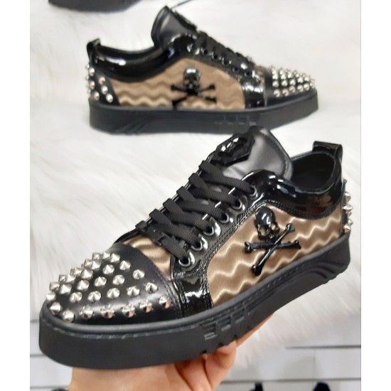 Heren Lage Sneaker met Bruine Details Heren Lage Sneaker met Bruine Details