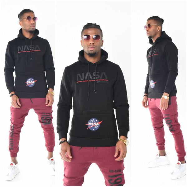 Heren NASA Sweater Hoody met Capuchon | Modedam Heren NASA Sweater Hoody met Capuchon | Modedam
