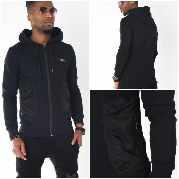 Heren Hooded Vest met Rits Details Heren Hooded Vest met Rits Details