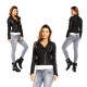 Dames Zwarte Leren Look Biker Jacket Dames Zwarte Leren Look Biker Jacket