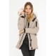 Dames Beige Parka Jas met Beige Bont Dames Beige Parka Jas met Beige Bont