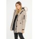 Dames Beige Parka Jas met Beige Bont Dames Beige Parka Jas met Beige Bont