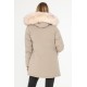 Dames Beige Parka Jas met Beige Bont Dames Beige Parka Jas met Beige Bont