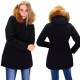 Dames Zwart Winterjas met Grote Bont Dames Zwart Winterjas met Grote Bont